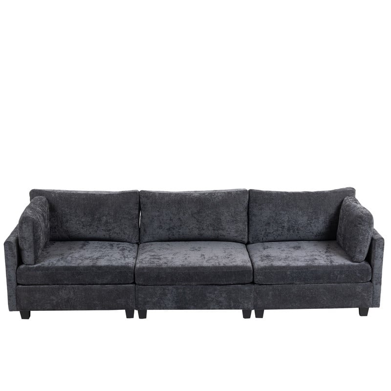 111.42" Chenille Upholstered Three Seater Sofa