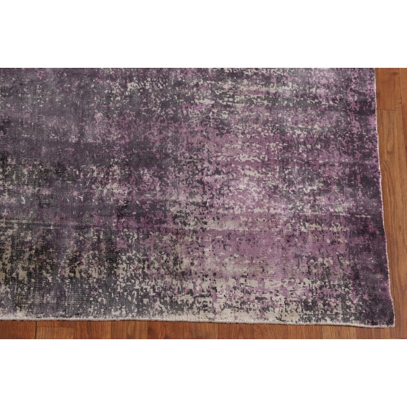 Colorful Abstract Area Rug Hand-Knotted Wool Carpet - 6'1" X 8'1"