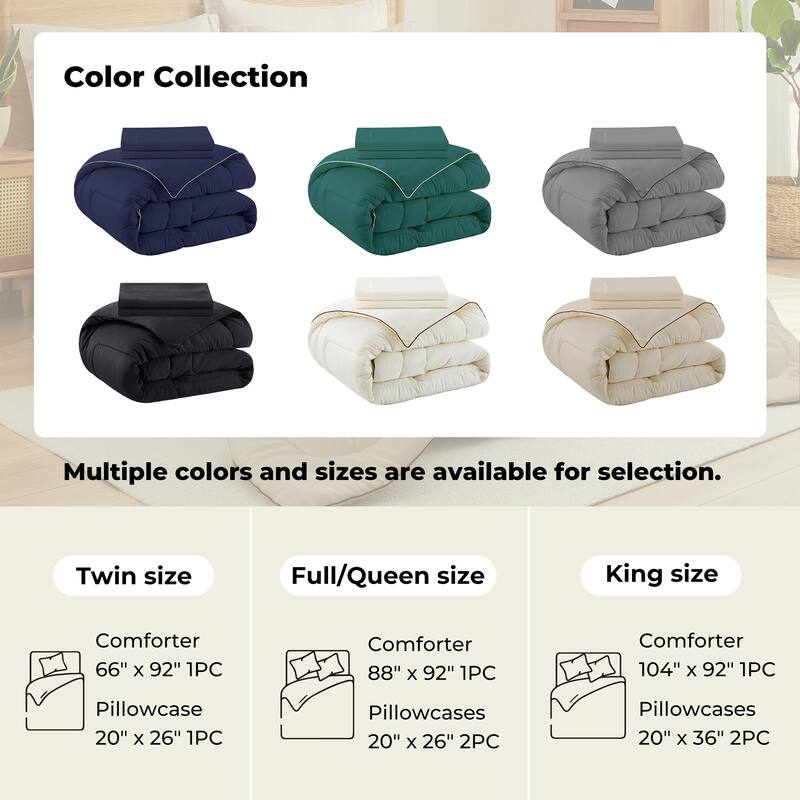 3 Piece All Season Silky Soft Satin Reversible Comforter Set