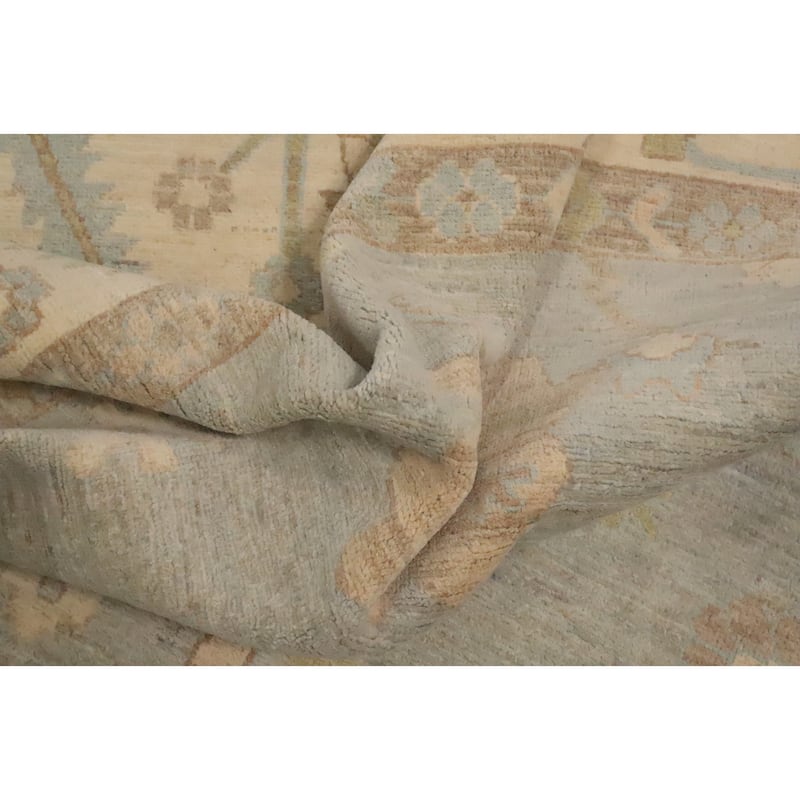 Hand Knotted Oriental 100% Wool Carpet Transitional All-Over Greys & Charcoal Oushak Area Rug - 9' 9'' X 8' 0''