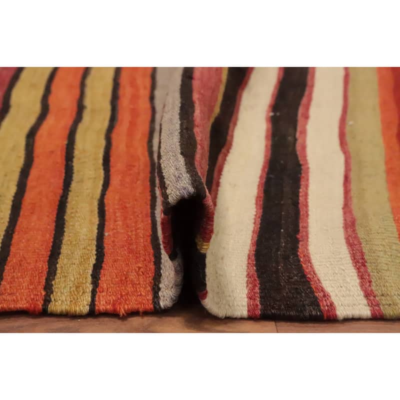 Hand Woven Oriental 100% Wool Carpet Southwestern Geometric Multi-Colored Kilim Area Rug - 6' 8'' X 4' 8''