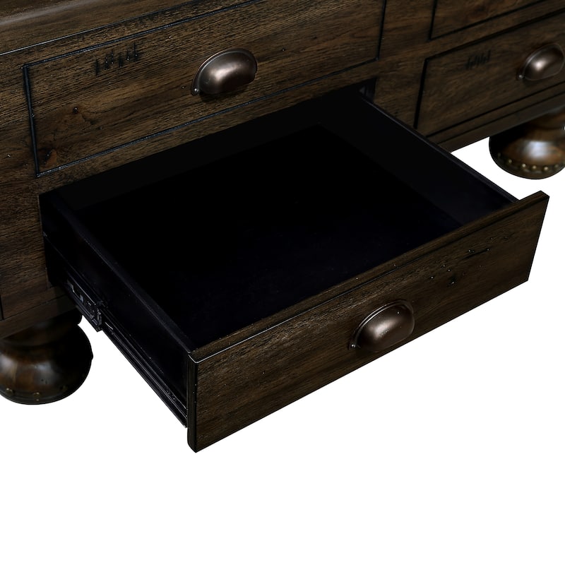 Rectangle Coffee Table, 40-Inch Antique Coffee Table with 4 Drawers,Wood Center Table Tea Table with Rivet Decoration Legs