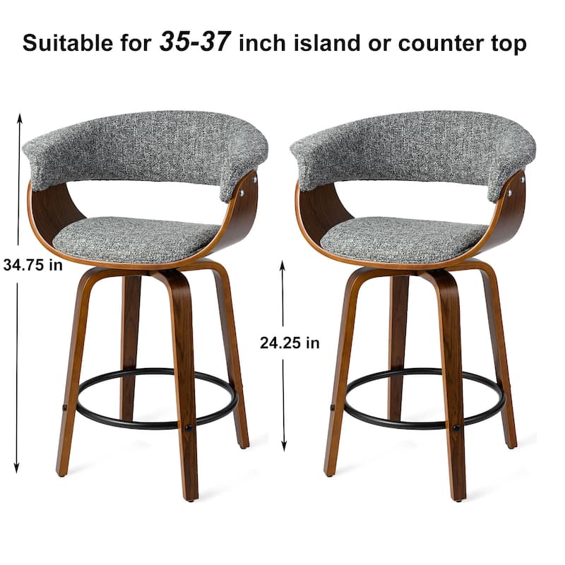 Glitzhome Set of 2 or 4 Modern Counter & Bar Height Wooden Swivel Bar Stools