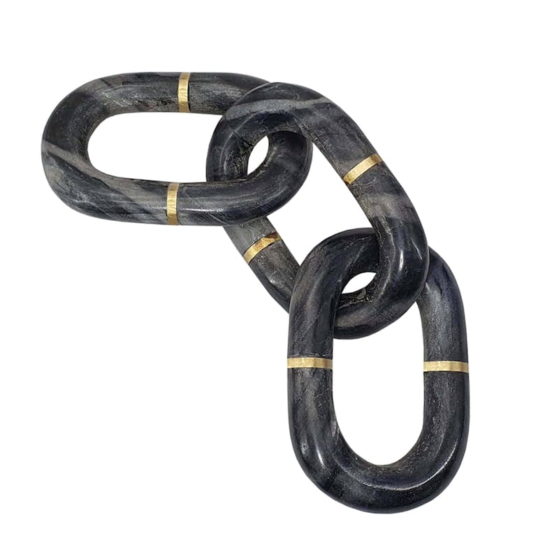 Oval 3 Link Marble Chain - 14" - Gray