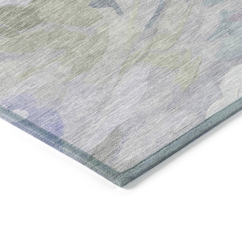 Machine Washable Indoor/ Outdoor Watercolor Floral Chantille Rug