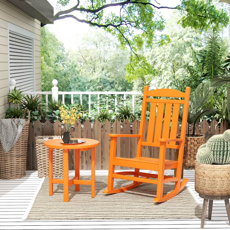 Laguna Hdpe All Weather Outdoor Patio Rocking Chair With Side Table (2-Piece Set)