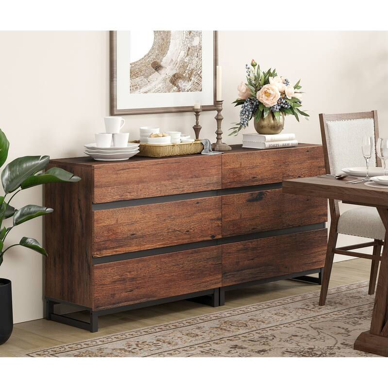 WAMPAT Dresser for Bedroom, Closet Organizers and Storage - Brown - 6-drawer