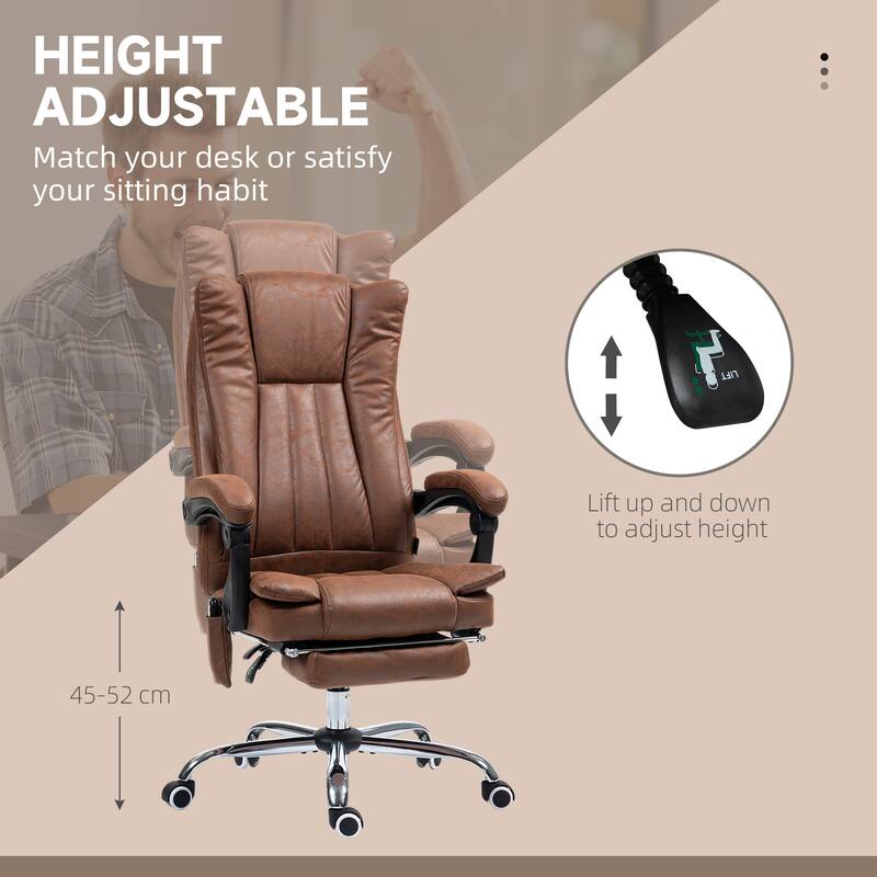 Multi-Function Adjustable Height Massage Office Chair with Heating and Swivel Base and Lumbar Support