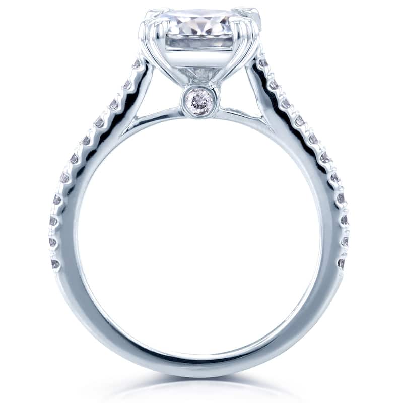 Annello by Kobelli 14k White Gold 2 1/5ct TGW Round Brilliant Moissanite and Diamond Halo Engagement Ring (GH/VS, GH/I)
