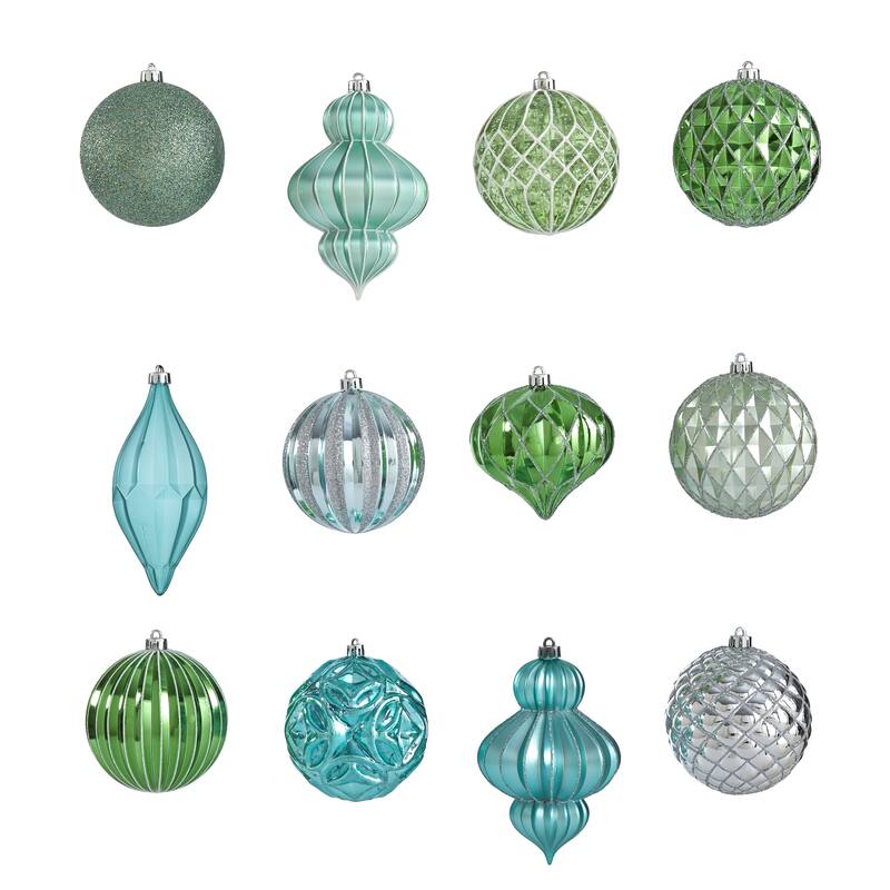 Holiday Lux Shatterproof, 12 Count Christmas Tree Ornament Set, 100mm