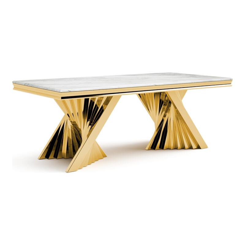 Furniture of America Thaddeus Glam 79-inch Sintered Stone Top Dining Table