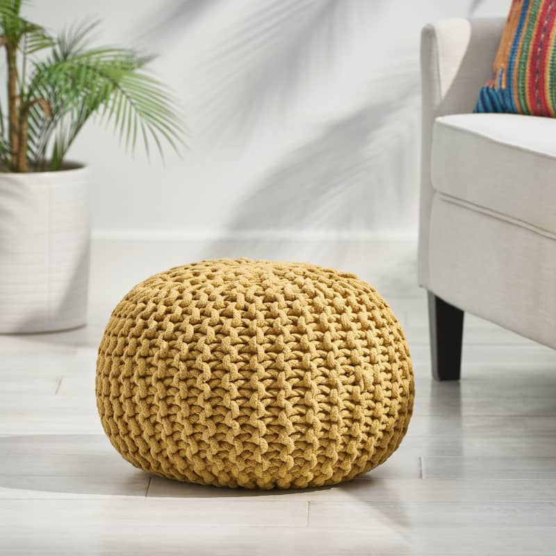 Moro Handcrafted Modern Cotton Pouf by Christopher Knight Home