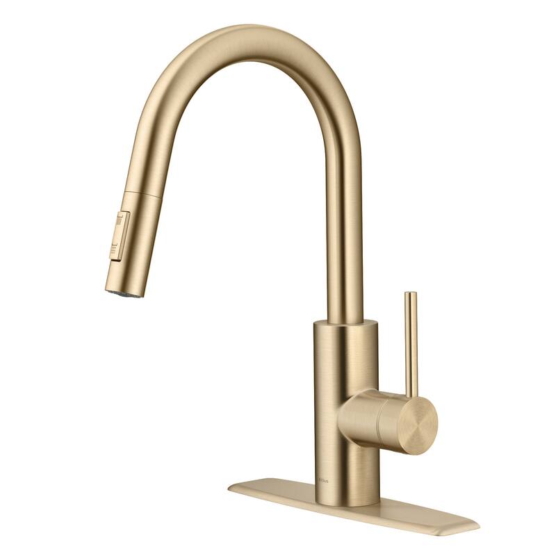 Kraus Oletto Pull Down Kitchen Faucet with QuickDock Technology, - Spot Free Antique Champagne Bronze