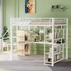 preview thumbnail 20 of 34, Full Size Metal Loft Bed with Small Wardrobe, L-shaped Built-in Desk, Storage Shelves & Storage Staircase, No Box Spring Needed
