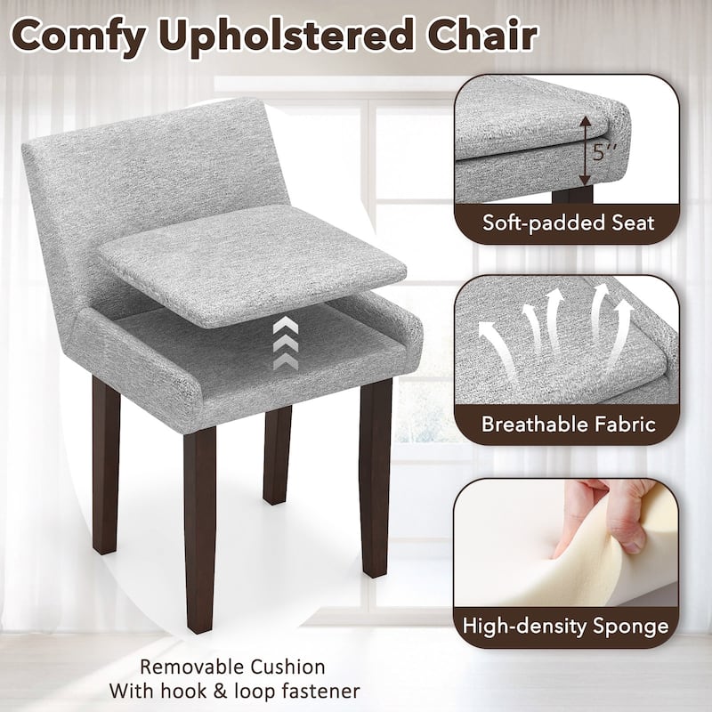 Gymax Modern Dining Chair Set of 4 w/ Mid Back & Cushioned Seat Solid