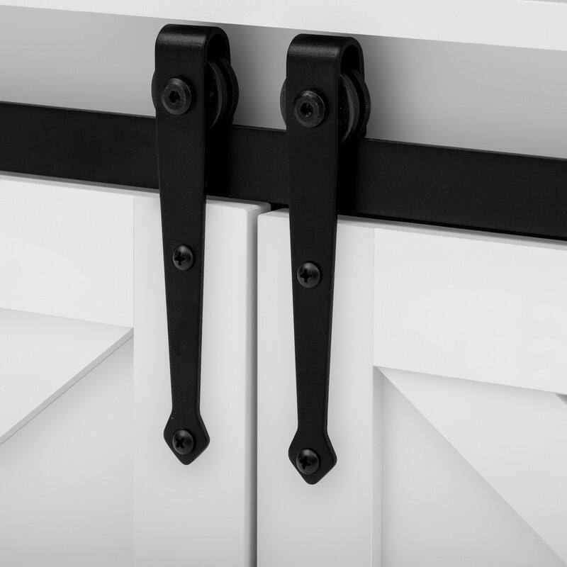 Farmhouse 59.3" Sideboard Buffet with Sliding Barn Doors and Open Storage for Living or Dining Spaces