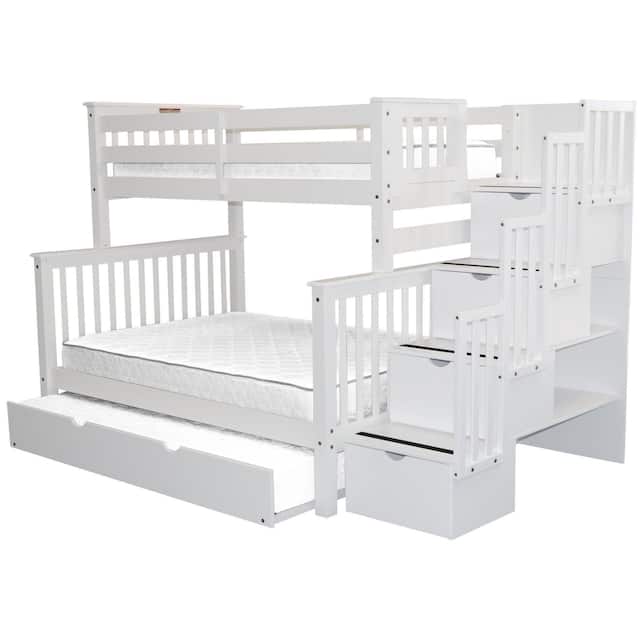 Taylor & Olive Trillium Twin over Full Stairway Bunk Bed, Twin Trundle