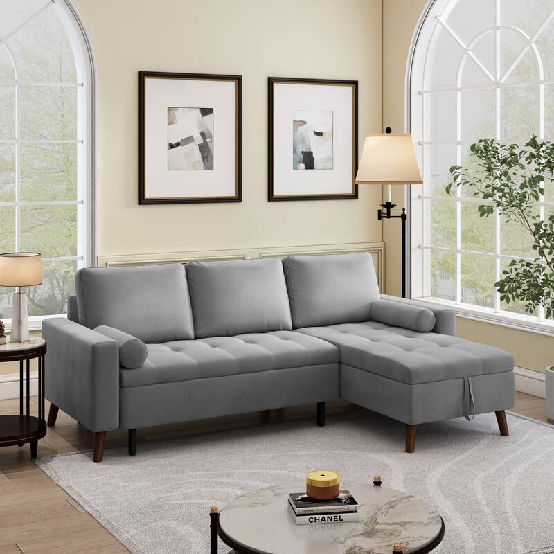 88" Reversible Pull out Sleeper Sectional Storage Sofa Bed
