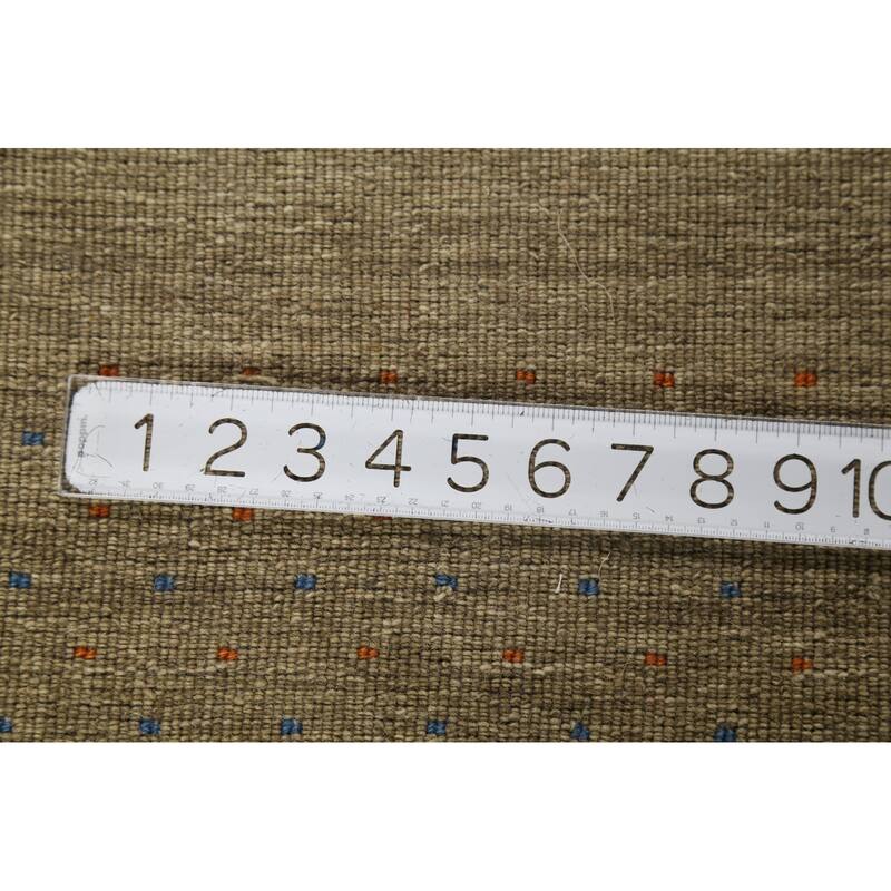 Green Gabbeh Accent Rug Hand-Knotted Wool Carpet - 4'0"x 5'11"