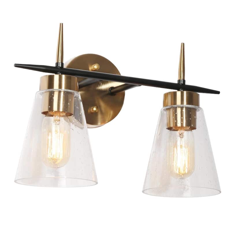 Aditi Modern Industrial 2-Lights Bathroom Vanity Lights Cone Bedroom Wall Sconces - L 14.5" x W 7" x H 10"