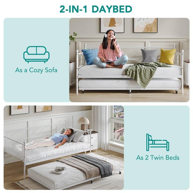 Twin Metal Daybed with Pull-Out Trundle