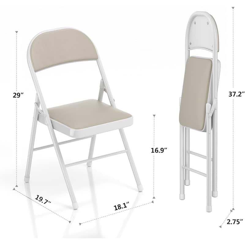 VECELO Dining Chairs Set of 4/8, Beige/Black Folding Chairs with Steel Frame
