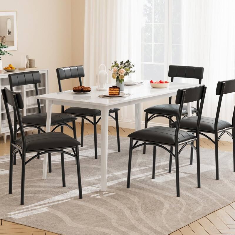 Set of 2 Dining Chairs with Comfortable Upholstered Seat Back