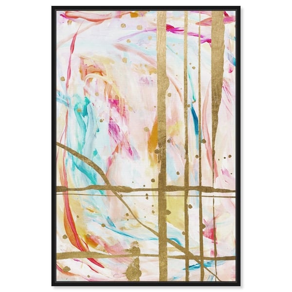 slide 2 of 66, Bright Days, Pastel Bright Strokes Modern Gold Canvas Wall Art Print for Living Room 11 x 16 - Black