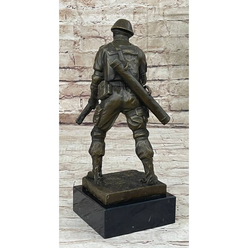 Signed Original Artwork By Milo Soldier Holding Rifle And Gear Bronze Sculpture Statue