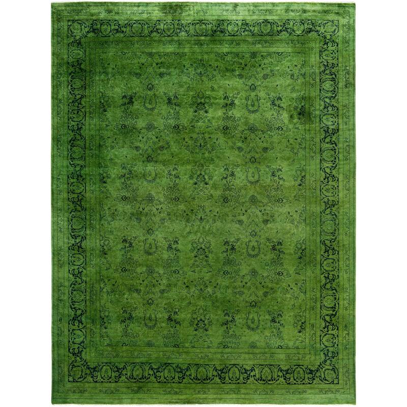 Overdyed One-of-a-Kind Hand-Knotted Area Rug - Green - 8' 3" x 10' 6"