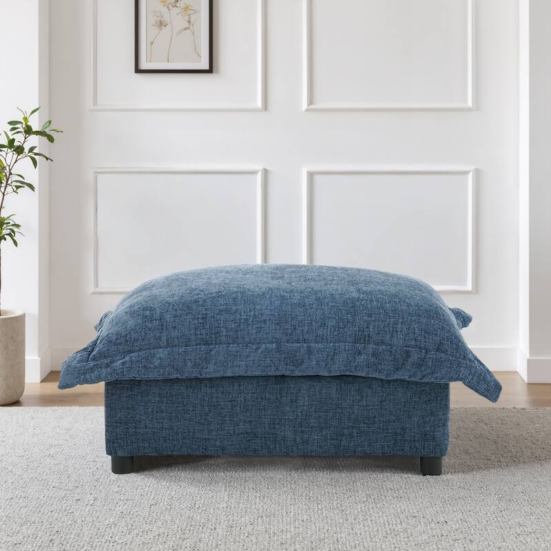 Modern Chenille Cloud Accent Ottoman