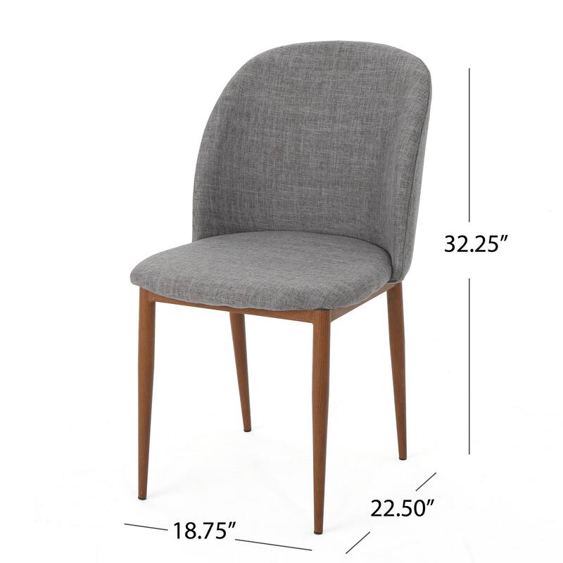 Mid-Century Dining Chair Fabric Upholstered Chair - Light Grey