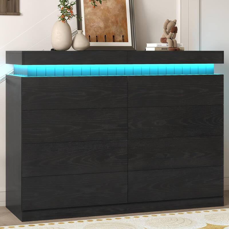 Bedroom Dresser Drawers with LED Light Power Outlet Chest of Drawer