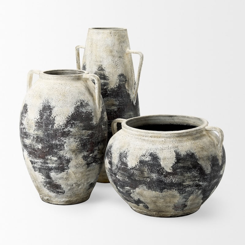 Boscia White and Black Ceramic Floor Vase