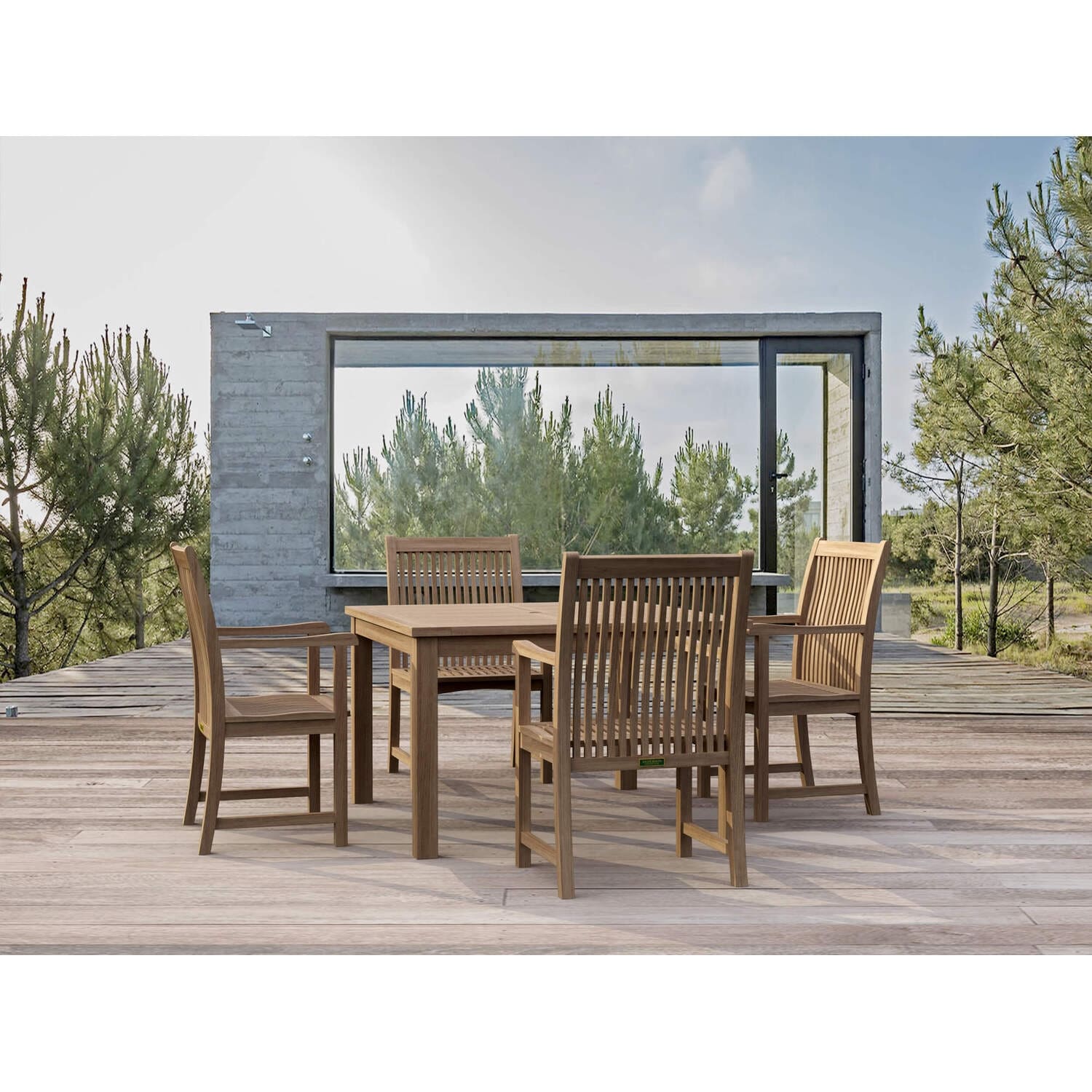 Outdoor Dining Table Set 5 Piece Teak Patio Furniture Set