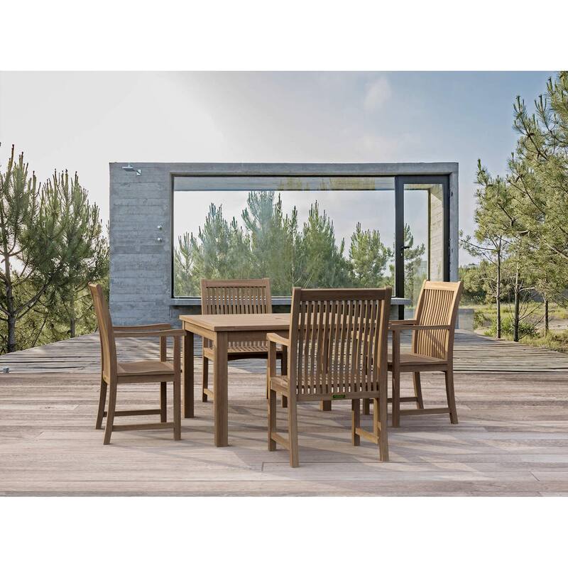 Outdoor Dining Table Set 5 Piece Teak Patio Furniture Set