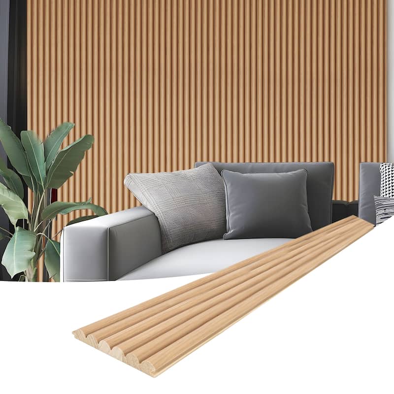 Art3d Wood Grain 3D Slat Wall Paneling,103.94"x5.71",4 Panels - 103.94"x5.71" - NaturalWood
