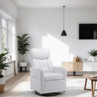 Linen Fabric Swivel Rocking Chair Gilder Chair With Pocket - Bed Bath ...