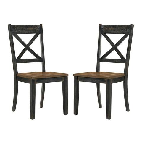 Furniture of America Teasdale Farmhouse Cross Back Side Chair (Set of 2)