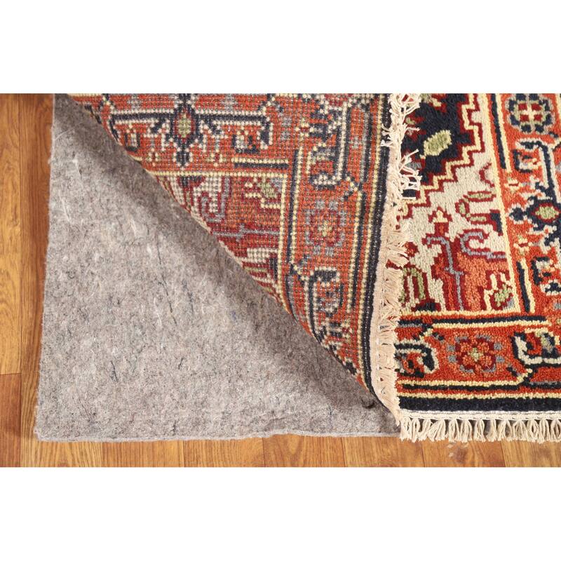 Hand Knotted Oriental 100% Wool Carpet Traditional Medallion Navy Blue & Blues Heriz (serapi) Area Rug - 3' 0'' X 2' 0''