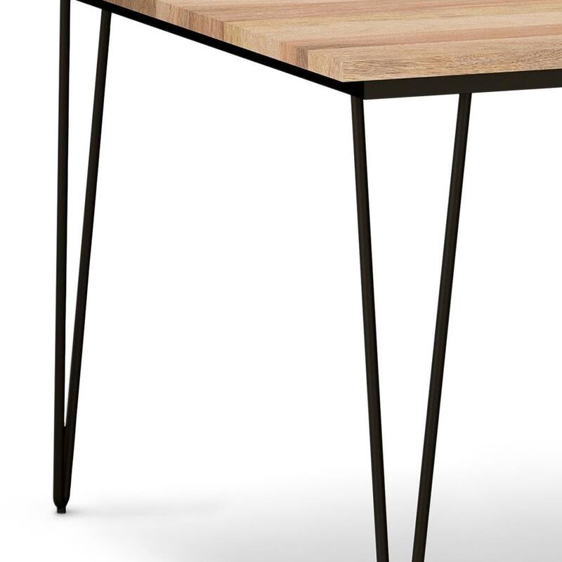 HomeRoots 54" Natural and Black Solid Wood and Steel Square Dining Table - 54.00 in. x 29.50 in. x 54.00 in.