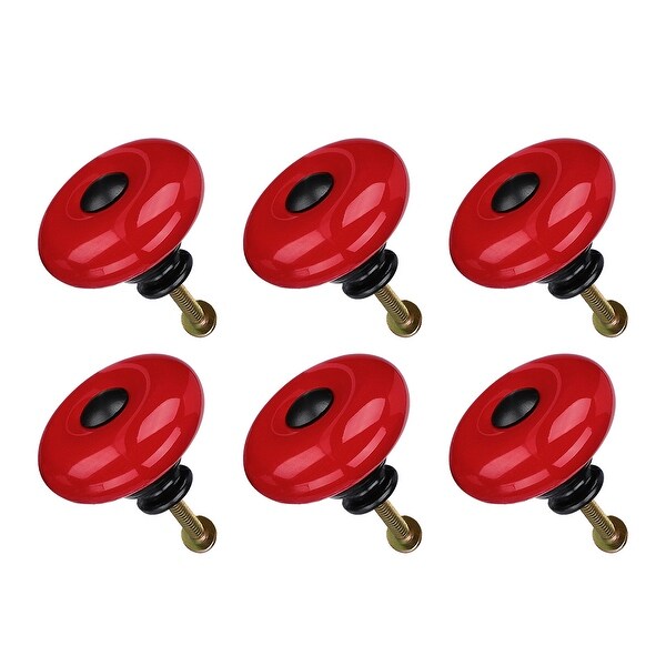 6pcs Ceramic Knobs Pull Handle Furniture Drawer Cabinet Cupboard Wardrobe Dresser Storage Boxes Accessories 32mm Dia Red