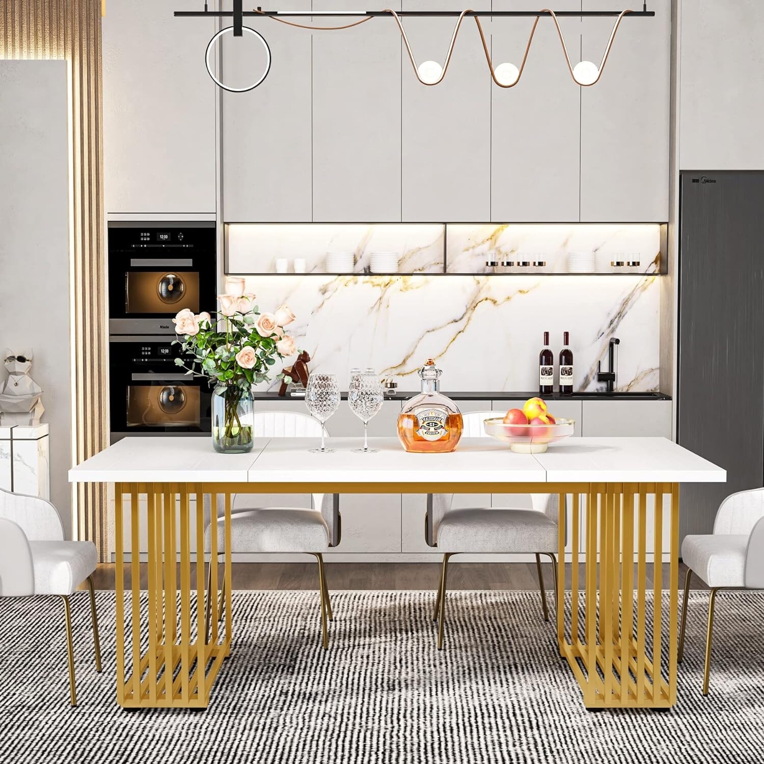Modern Dining Table, 70.8 Inches Long Dining Room Kitchen Table