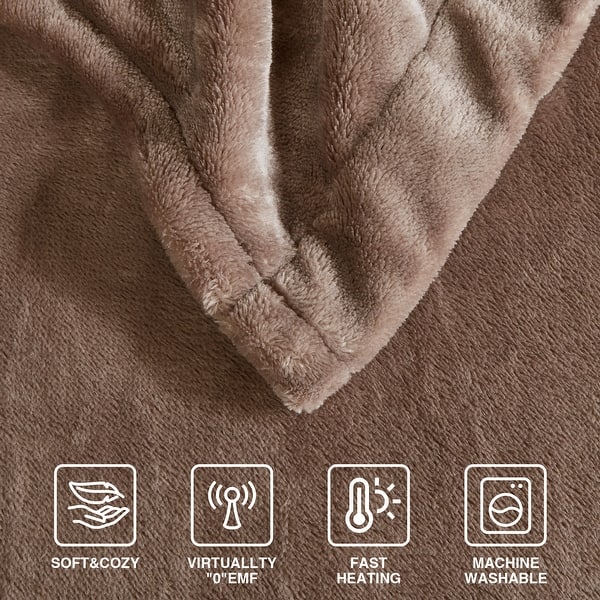 Beautyrest Heated Plush Secure Comfort Blanket - Queen - Mink