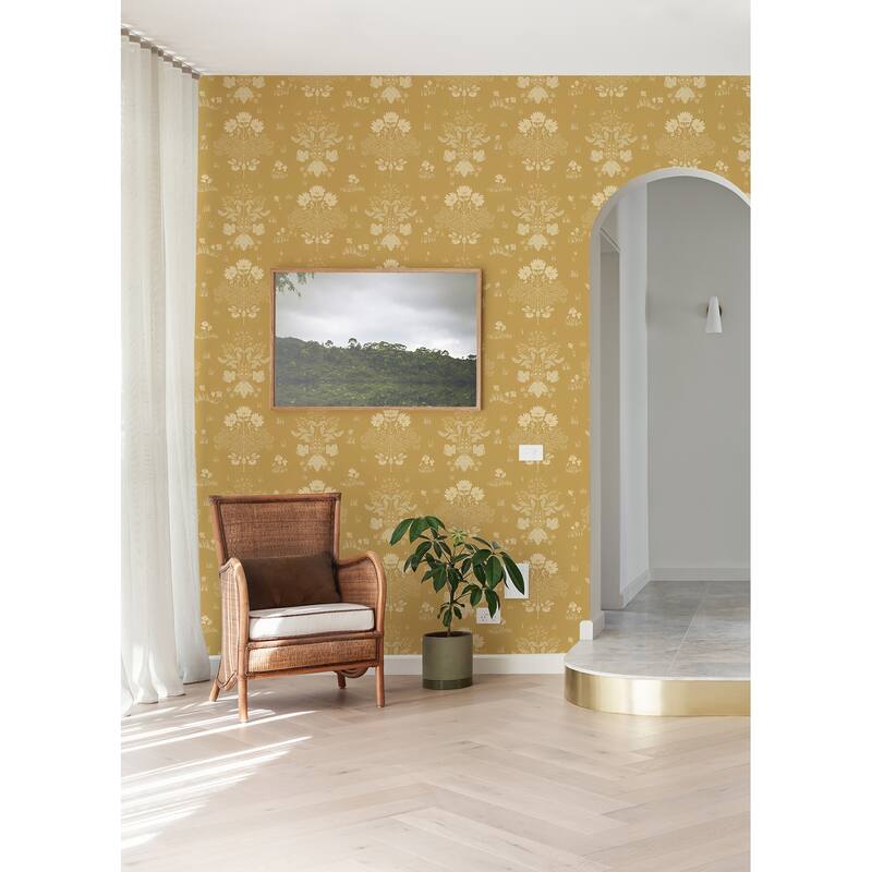 A-Street Prints Elda Gold Delicate Daisies Wallpaper