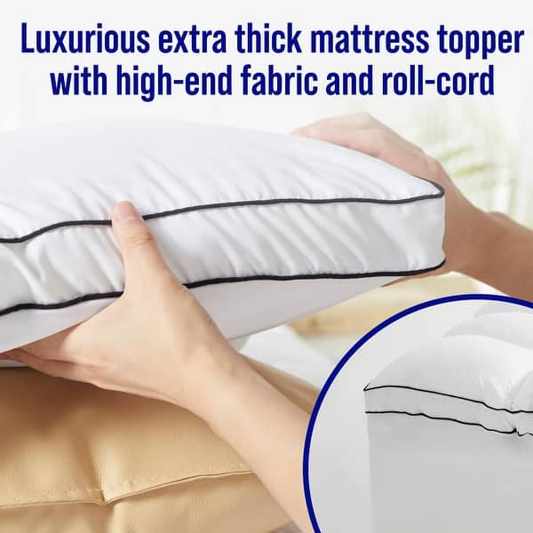 Full Size Mattress Pad Topper – Pillow Top With 8-21" Deep Pocket, Quilted, Breathable & Cooling (Solid Grey)