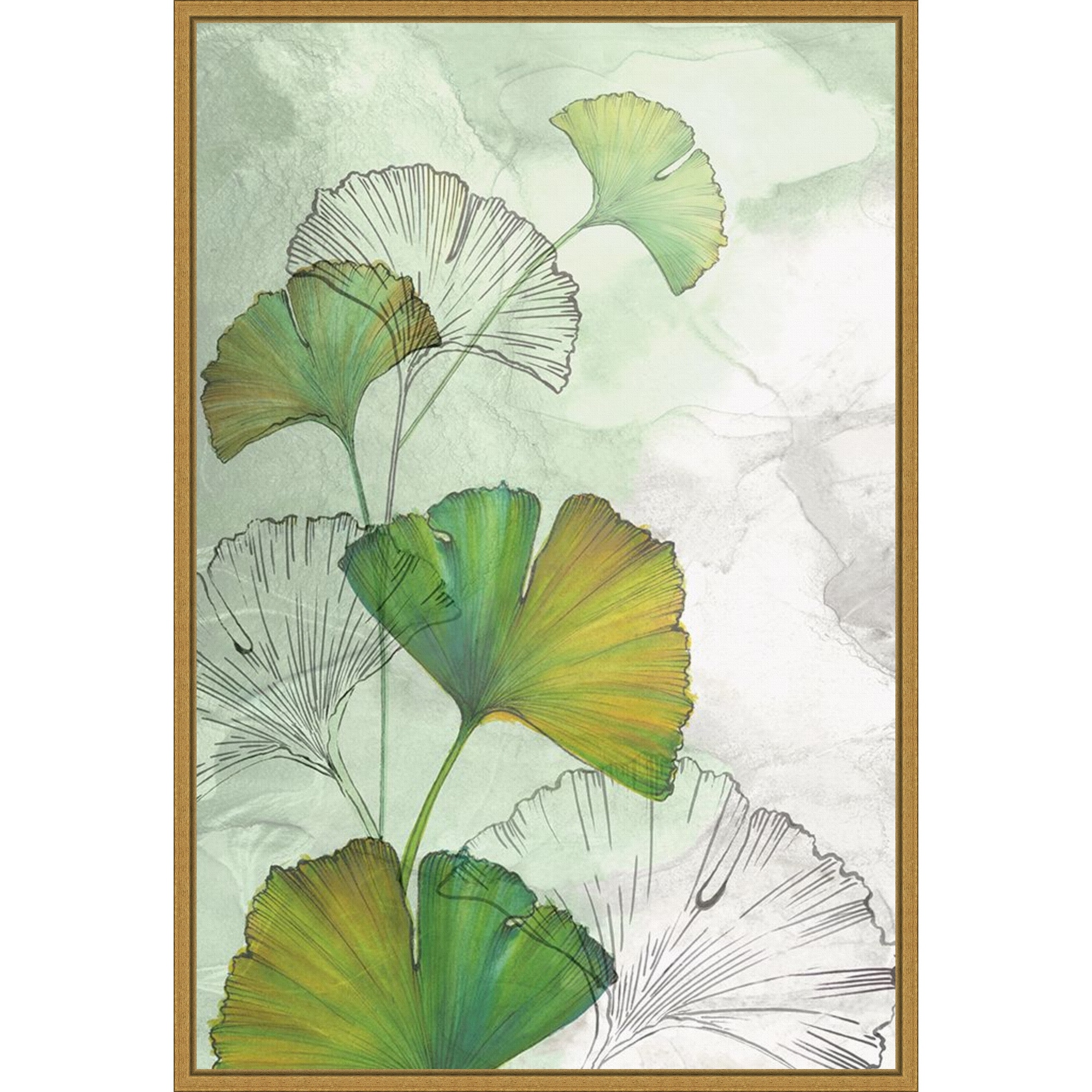 Amanti Art Ginkgo II by Eva Watts Framed Canvas Wall Art Print - Sylvie Gold