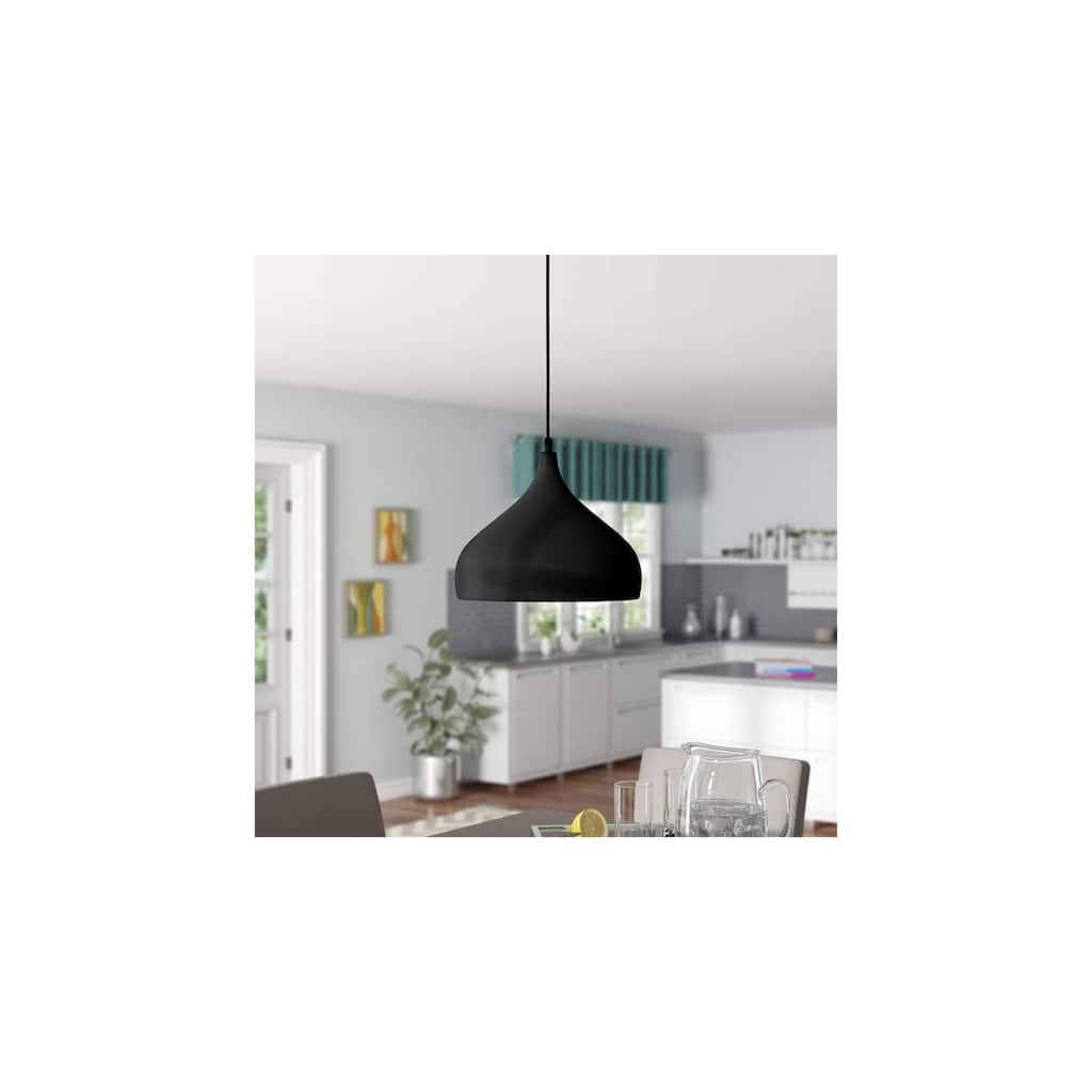 Modern Pendant Light 1-Light Black Hanging Fixture for Kitchen Island - 9.5