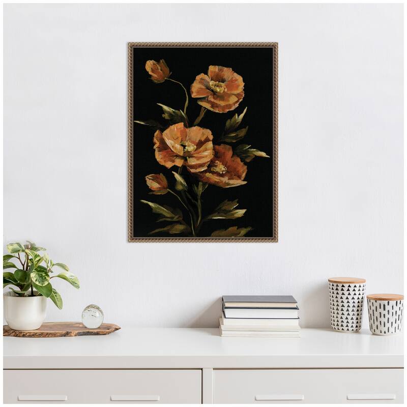 Kate and Laurel Sylvie Moody Floral 6 Framed Canvas by Annie Quigley