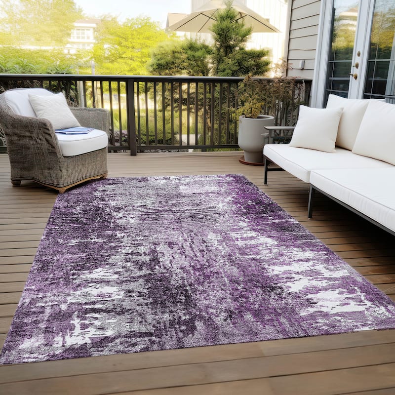 Machine Washable Indoor/ Outdoor Chantille Abstract Contemporry Rug